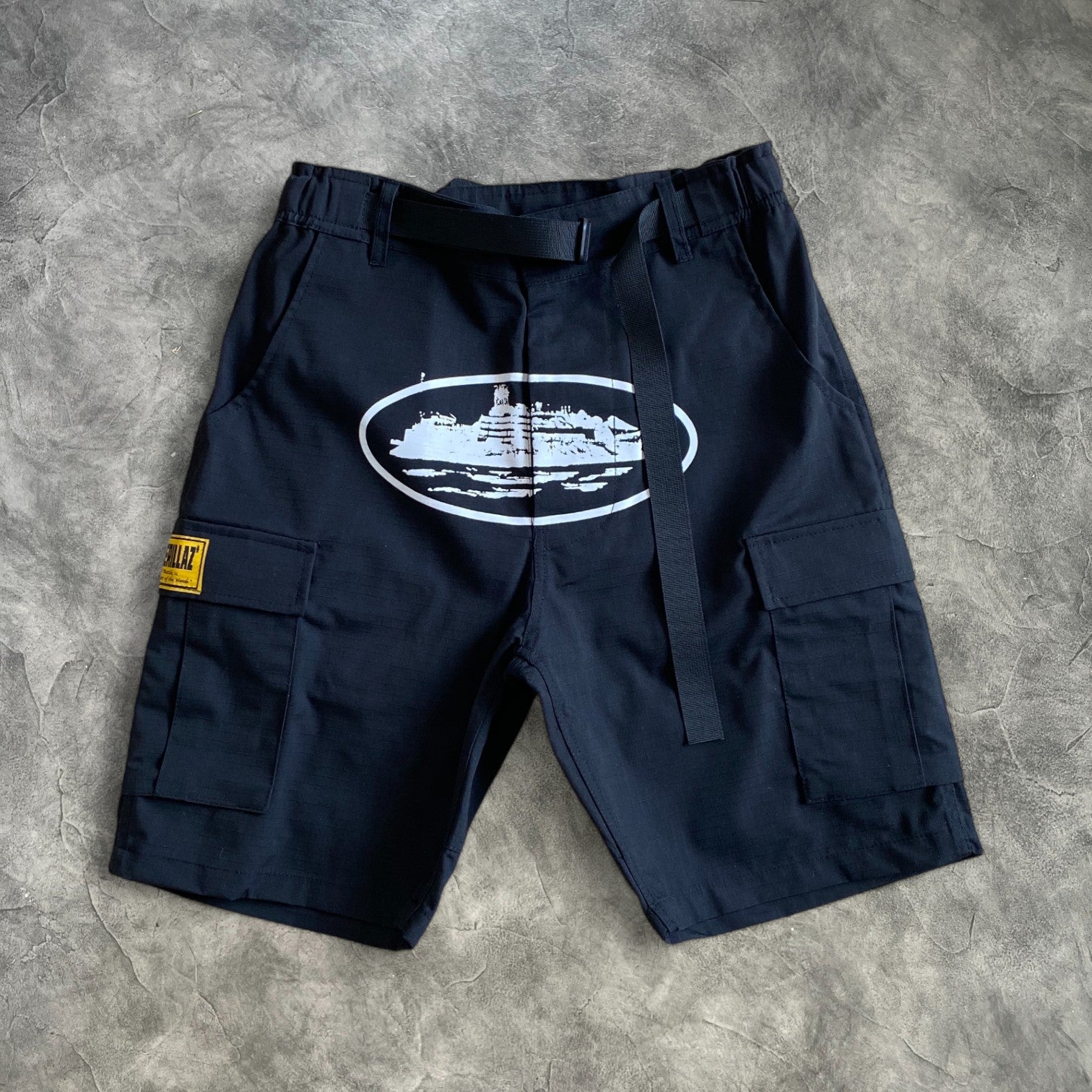 Corteiz Alcatraz Cargo Shorts Black/White – Vaulted