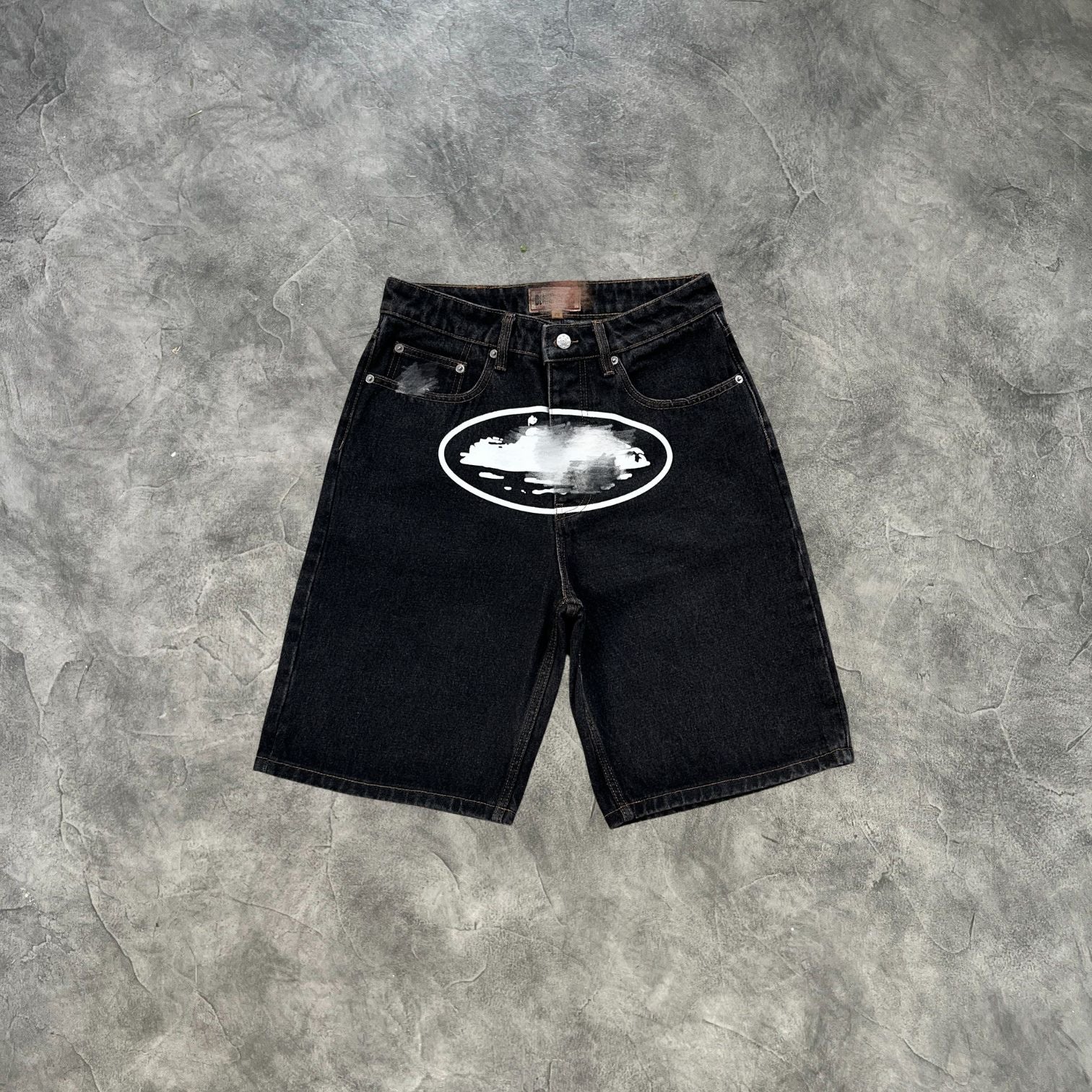 Corteiz Island Baggy Denim Shorts Black