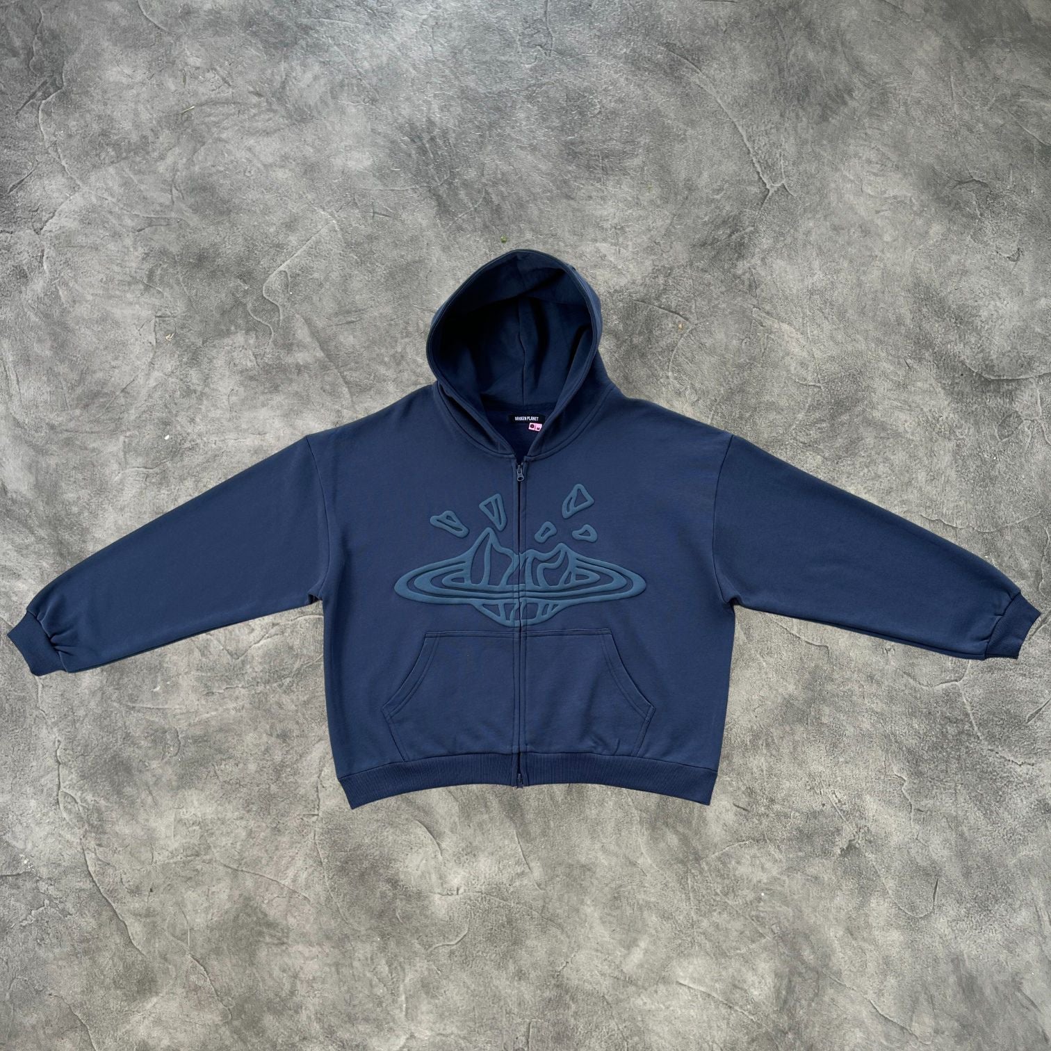 Broken Planet Zip-Up Hoodie Deep Navy
