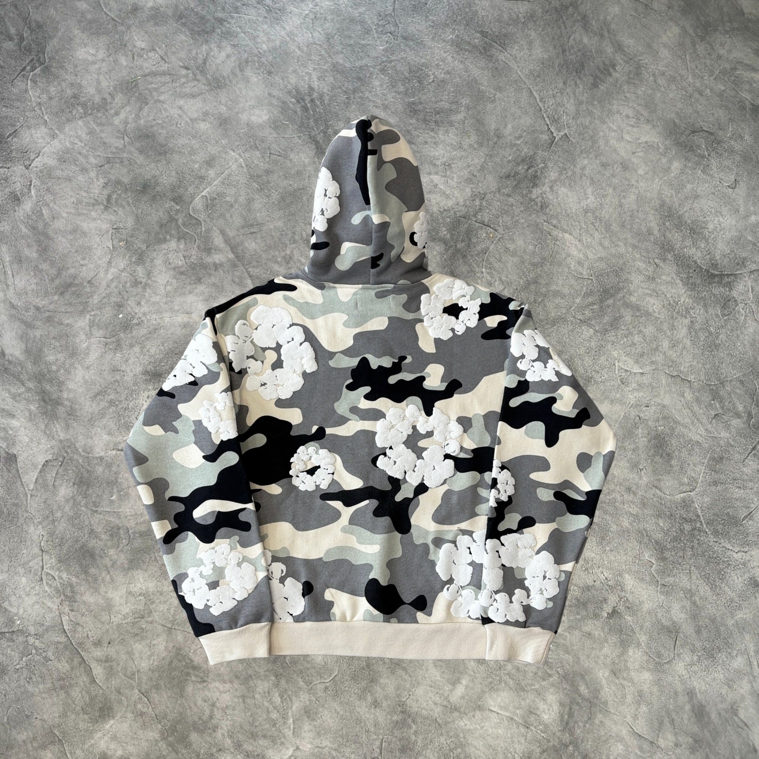 Denim Tears Kapok Flower Camouflage Zip-Up Sweatshirt Snowflake