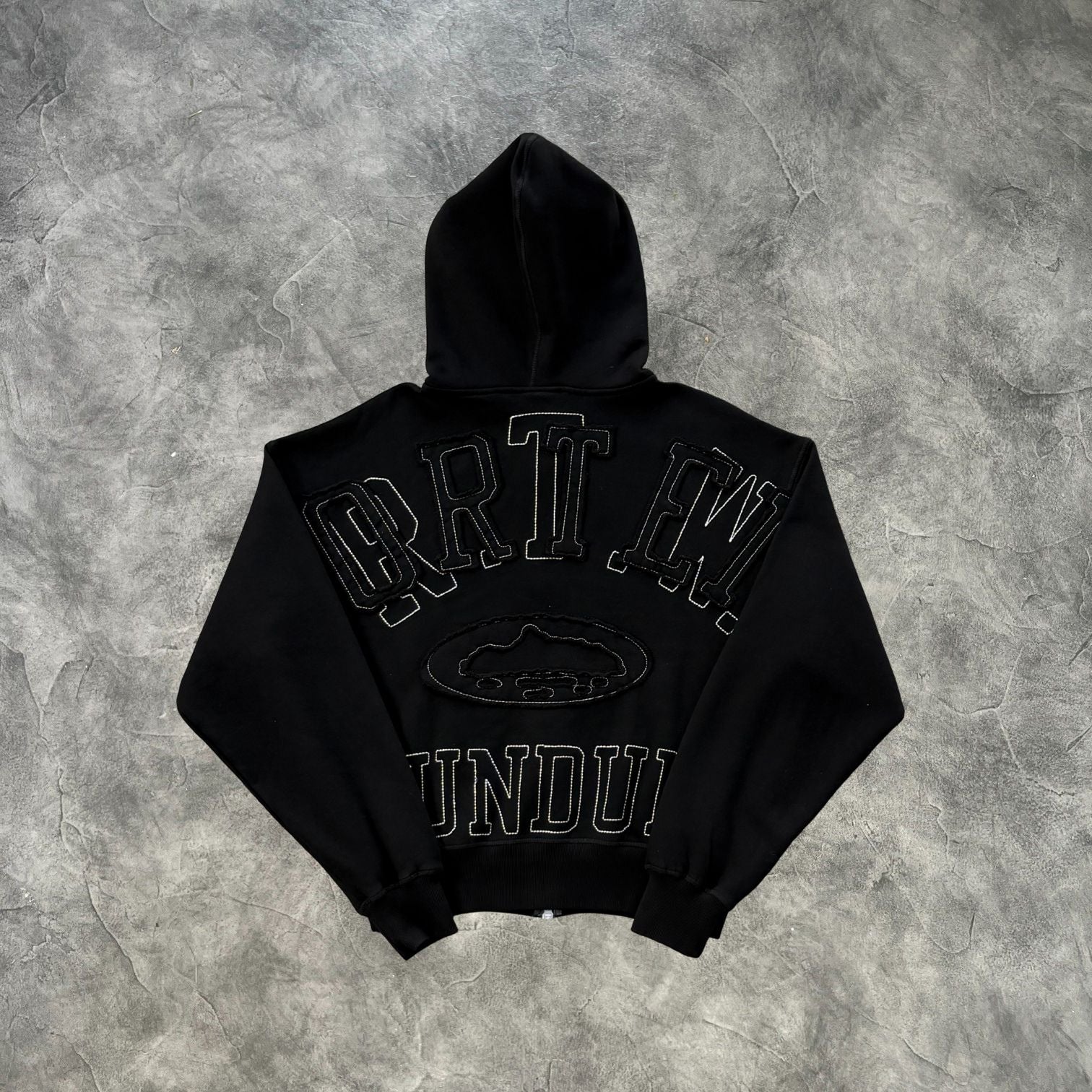 Corteiz Lundun Zip-Up Hoodie Triple Black