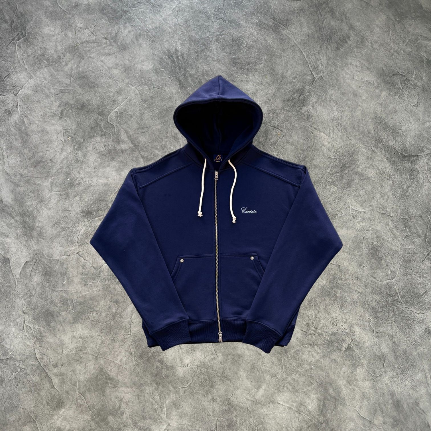 Corteiz Evil Zip-Up Hoodie Navy Blue