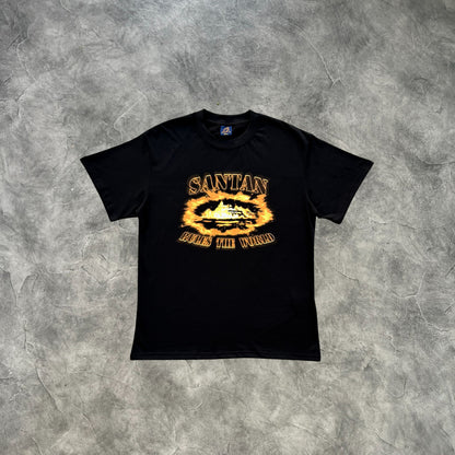 Corteiz Santan Explosion Flame T-Shirt Black