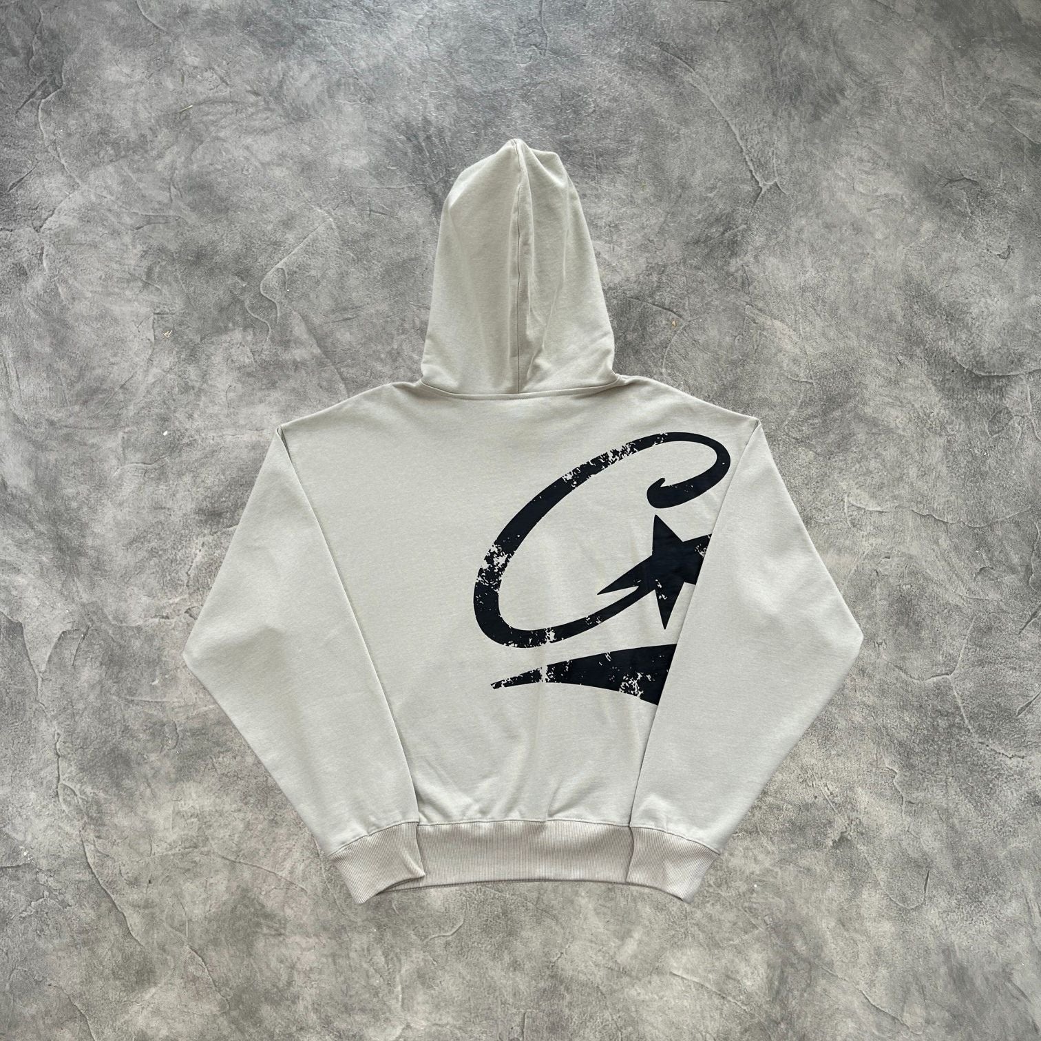 Corteiz Large Print CRTZ Zip-Up Hoodie Beige