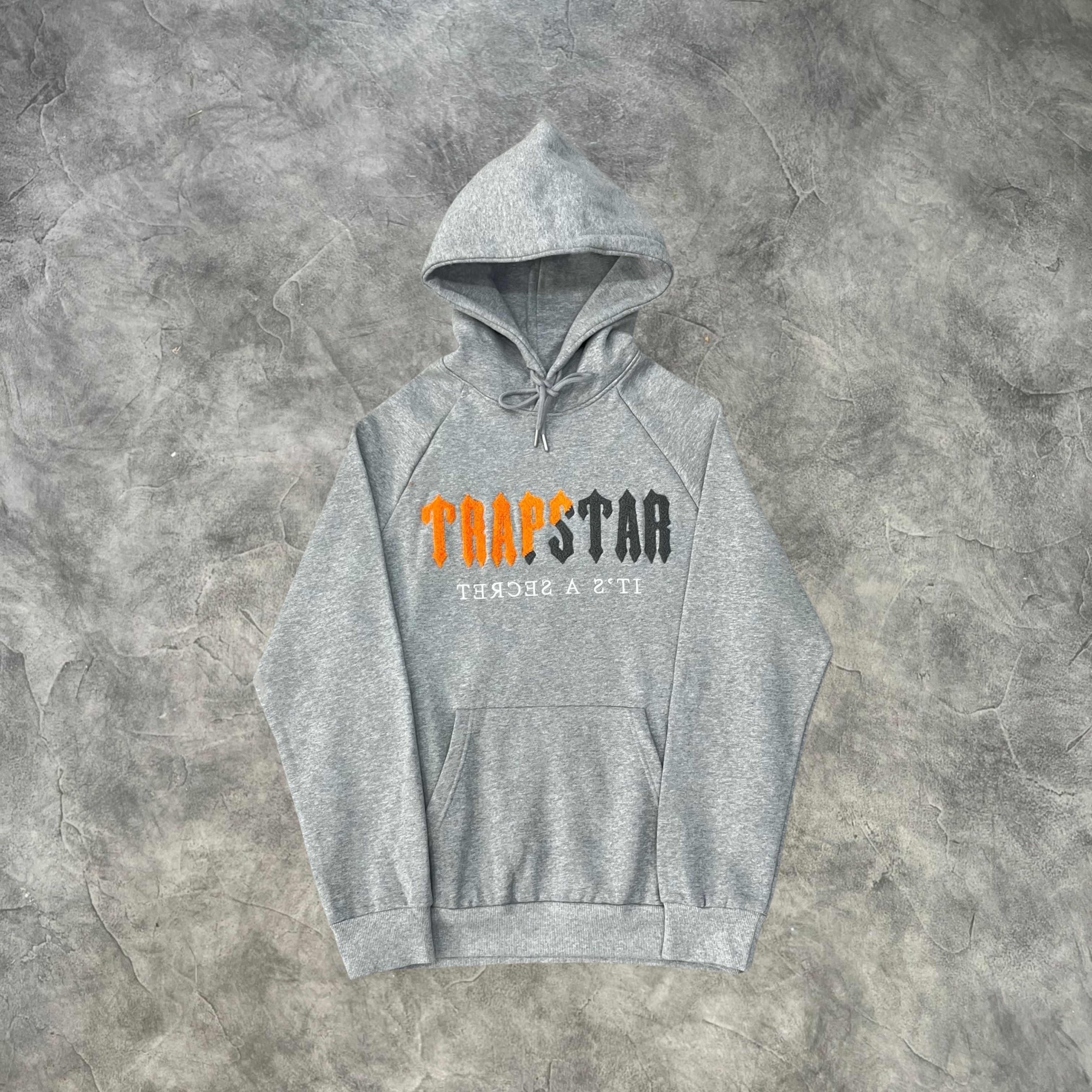 Trapstar Chenille 2.0 Decoded Hooded Tracksuit Grey/Orange/Black