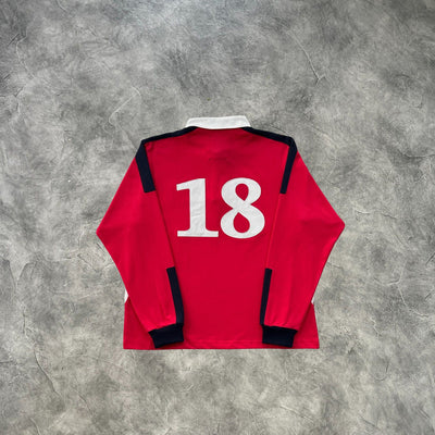 Corteiz Paneled Rugby Long Sleeves Jersey Red