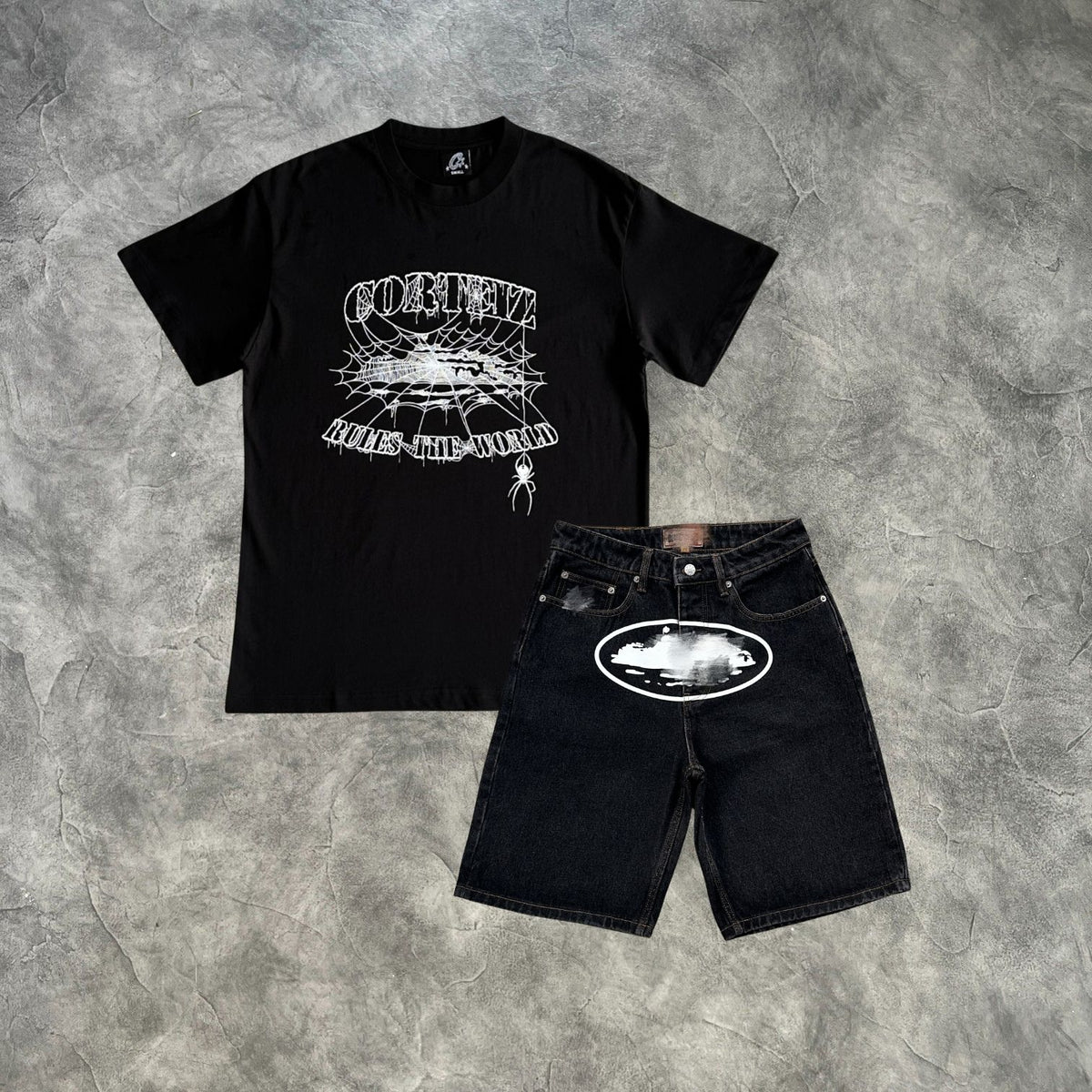 Corteiz Dark Web Denim Vaulted Set Black/White