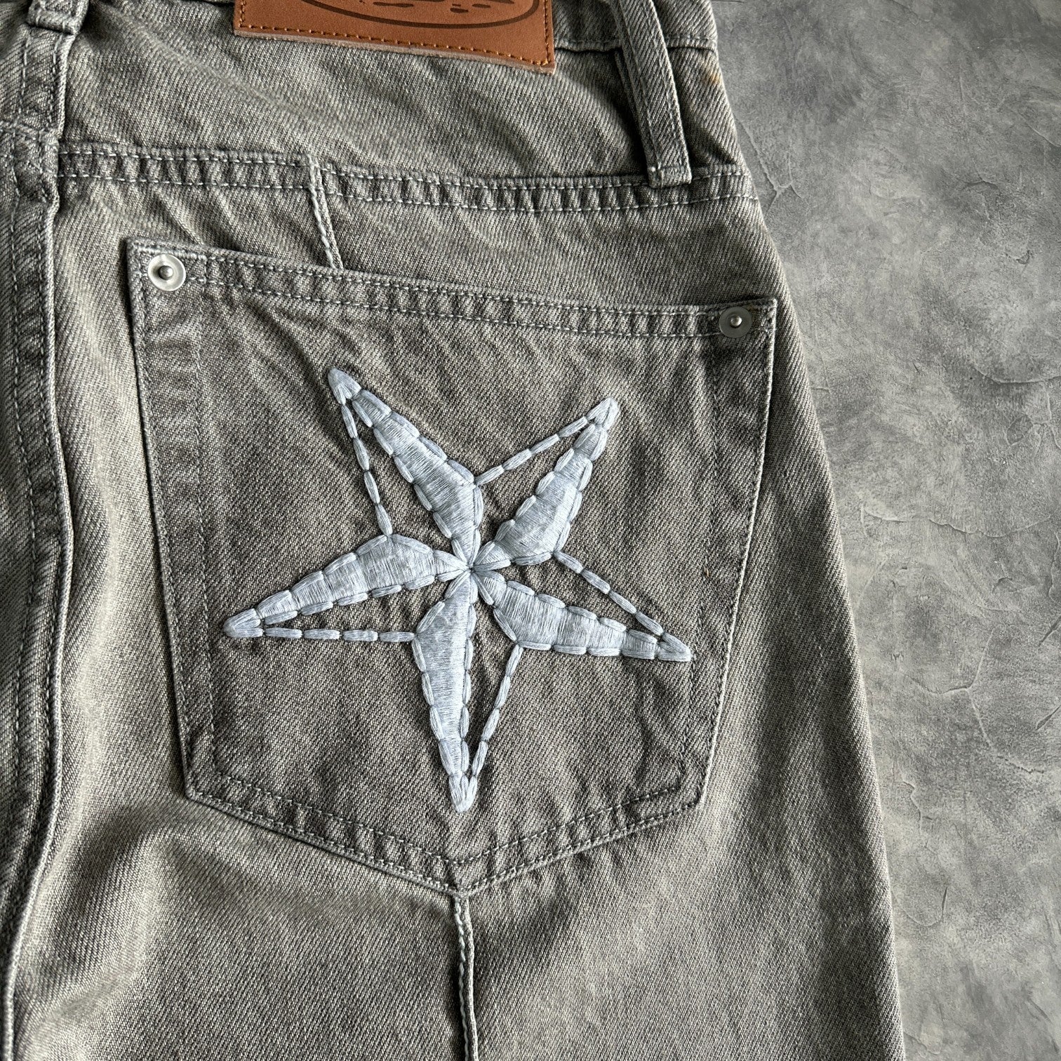 Corteiz C Star Denim Jeans Grey