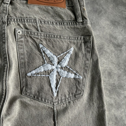 Corteiz C Star Denim Jeans Grey