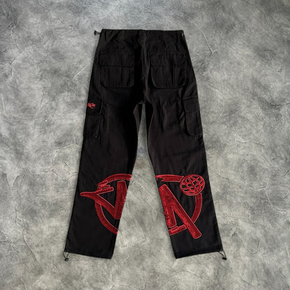 Minus Two Sequin Graff Cargo Pants Black/Red