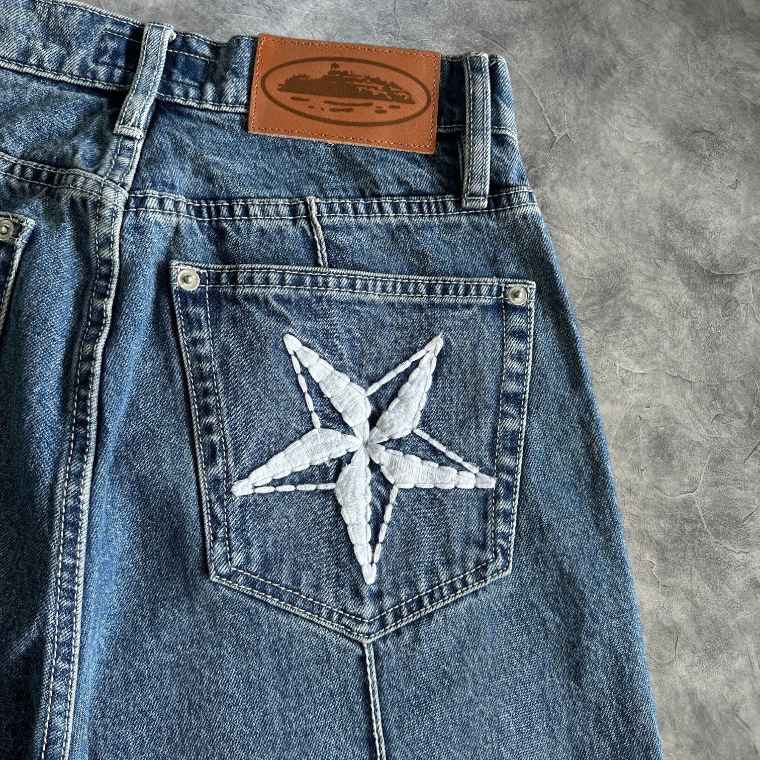 Corteiz C Star Denim Shorts Jeans Blue