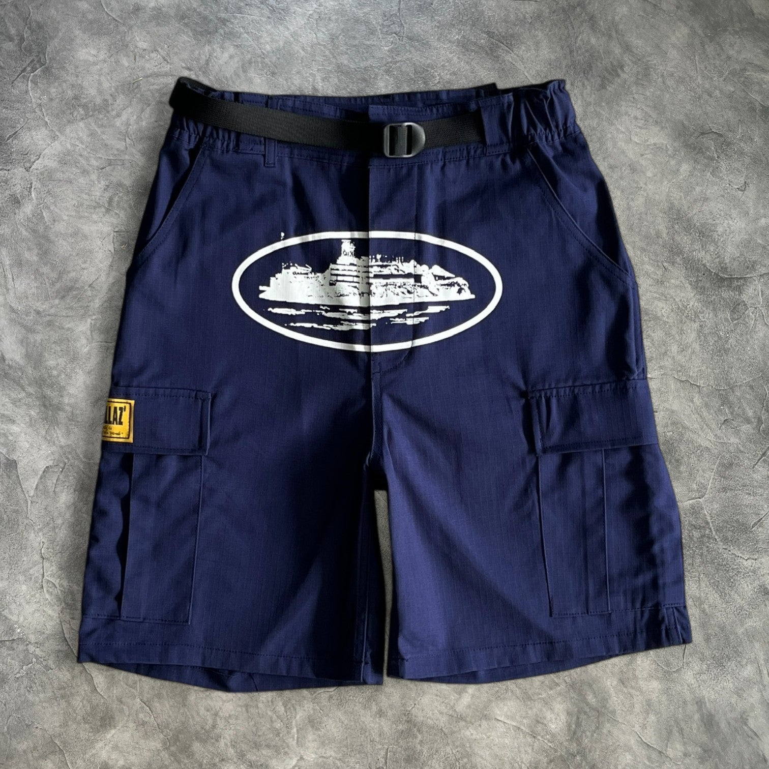 Corteiz Alcatraz Cargo Shorts Navy