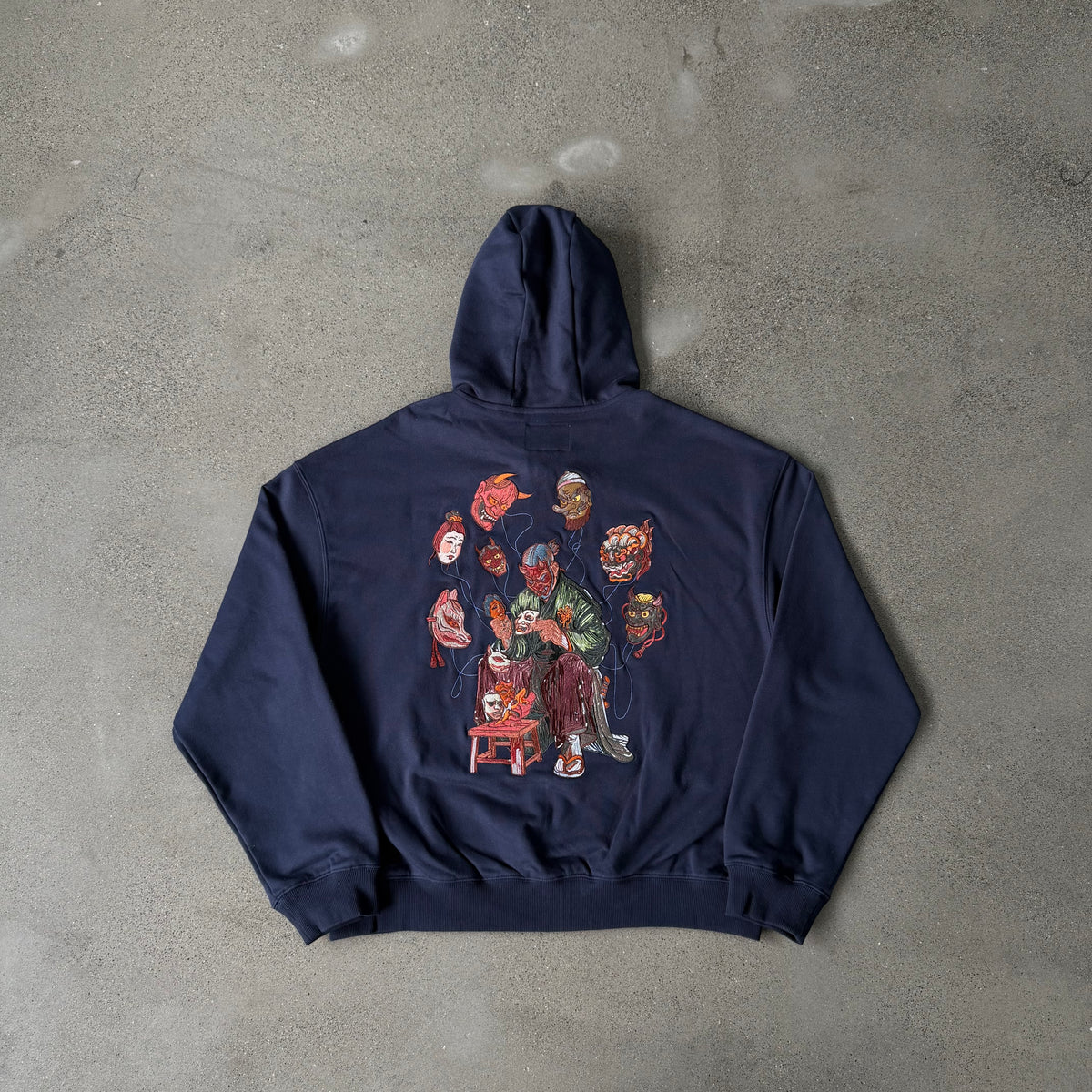 Vescartes Aether Souls Zip-Up Hoodie Navy Blue