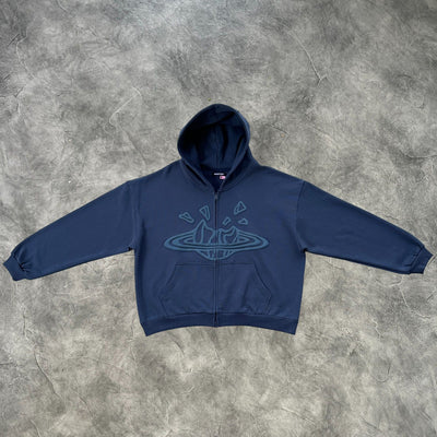 Broken Planet Zip-Up Hoodie Deep Navy