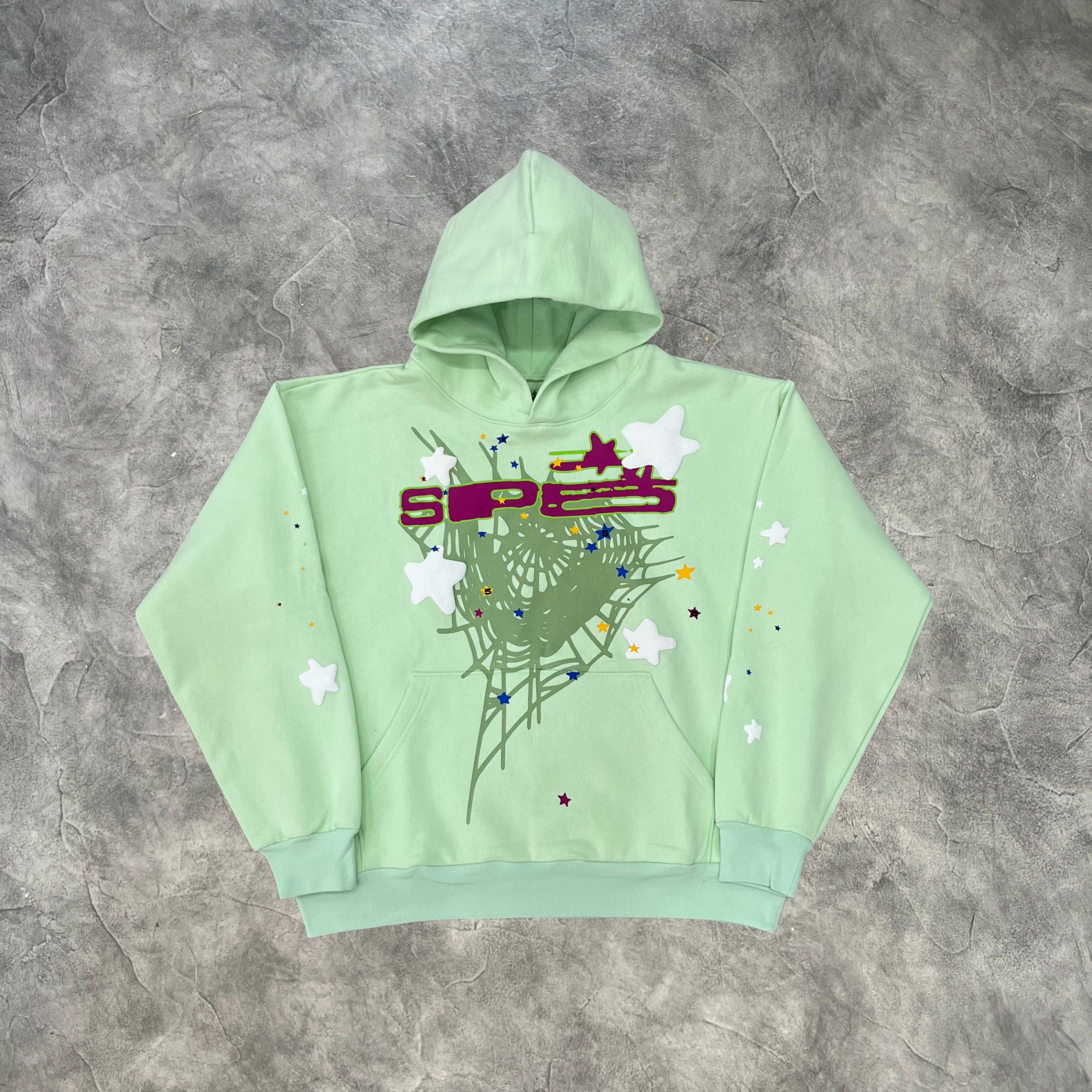 Sp5der Star Web Hoodie Mint Green