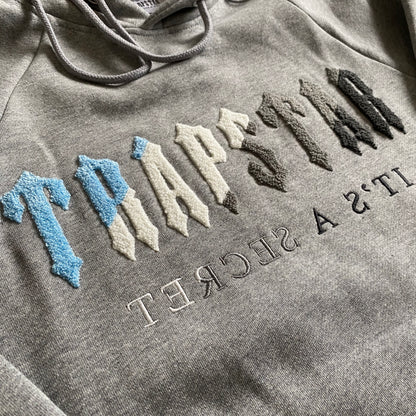 Trapstar Chenille Decoded Hooded Tracksuit Grey/Baby Blue