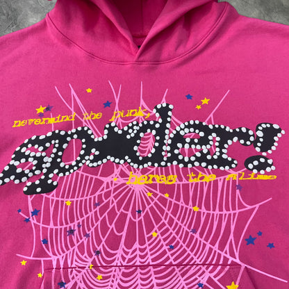 Sp5der V2 Web Hoodie Pink