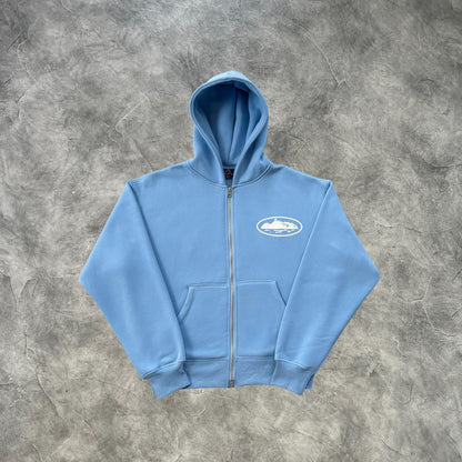 Corteiz Crtz Zip-Up Hoodie Baby Blue