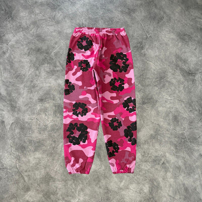 Denim Tears Kapok Flower Camouflage Zip-Up Sweatpants Pink