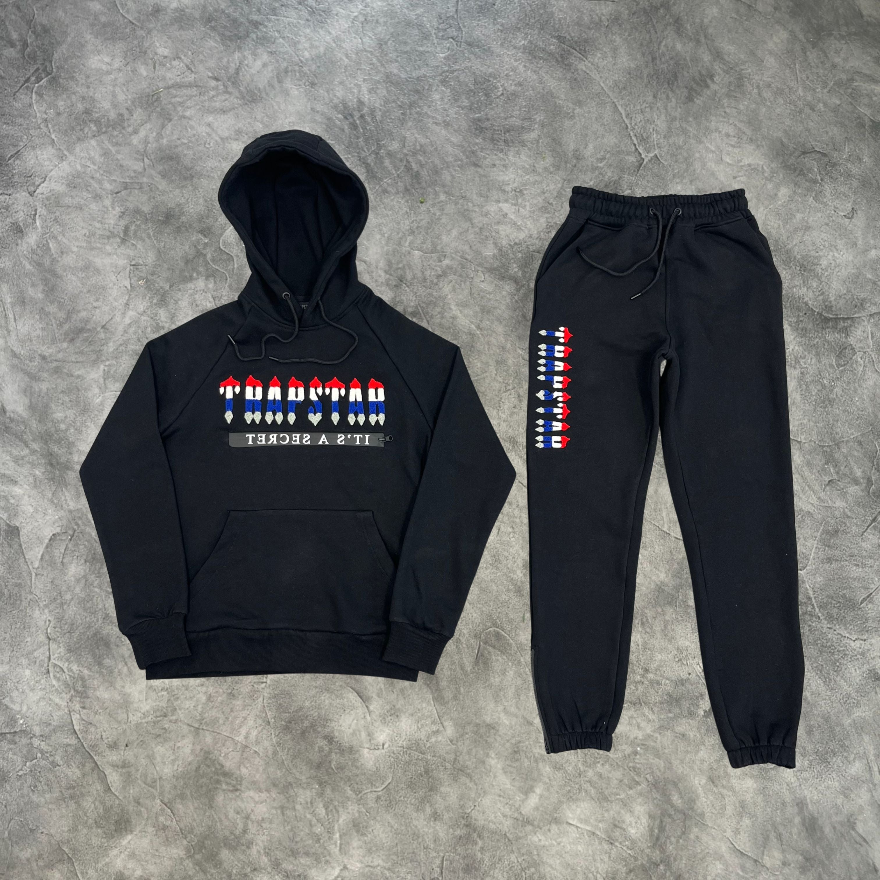 Trapstar Chenille Decoded 2.0 Hooded Tracksuit Black/Red/White/Blue