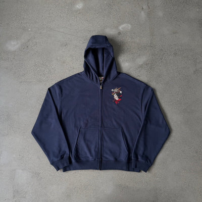 Vescartes Aether Souls Zip-Up Hoodie Navy Blue