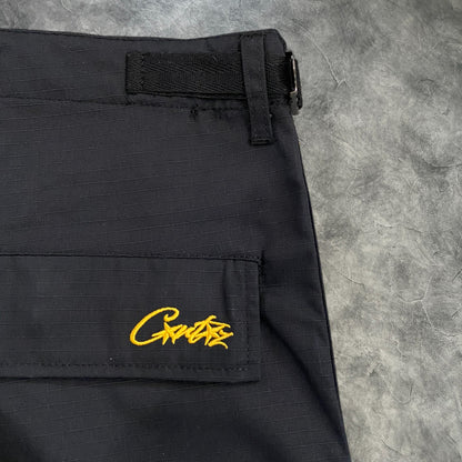 Corteiz Guerilla Cargo Shorts Black/Yellow