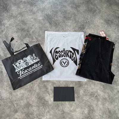 Vescartes Mount Fuji Embroidered Jeans Black