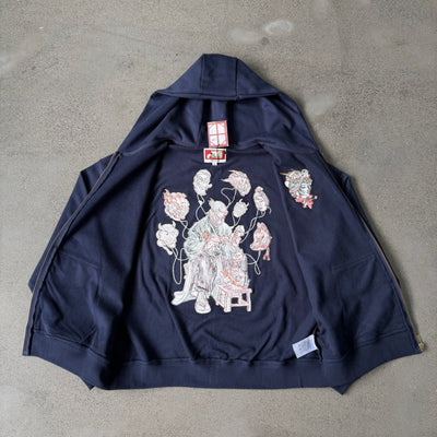Vescartes Aether Souls Zip-Up Hoodie Navy Blue