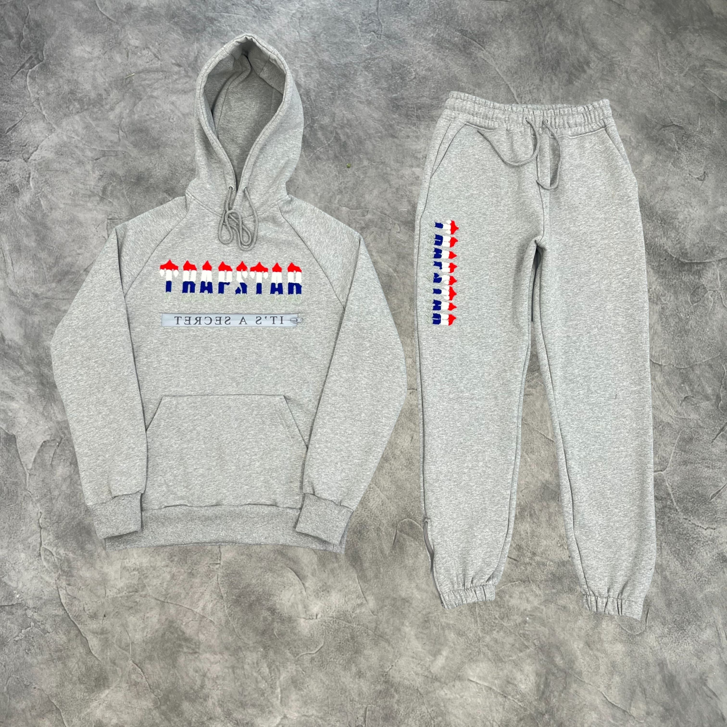 Trapstar Chenille Decoded 2.0 Hooded Tracksuit Grey/Red/White/Blue