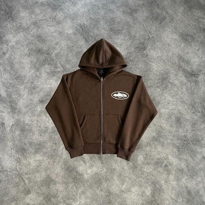 Corteiz Zip-Up Hoodie Brown