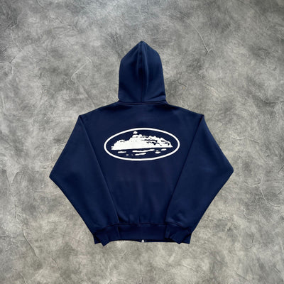 Corteiz Crtz Zip-Up Hoodie Dark Blue
