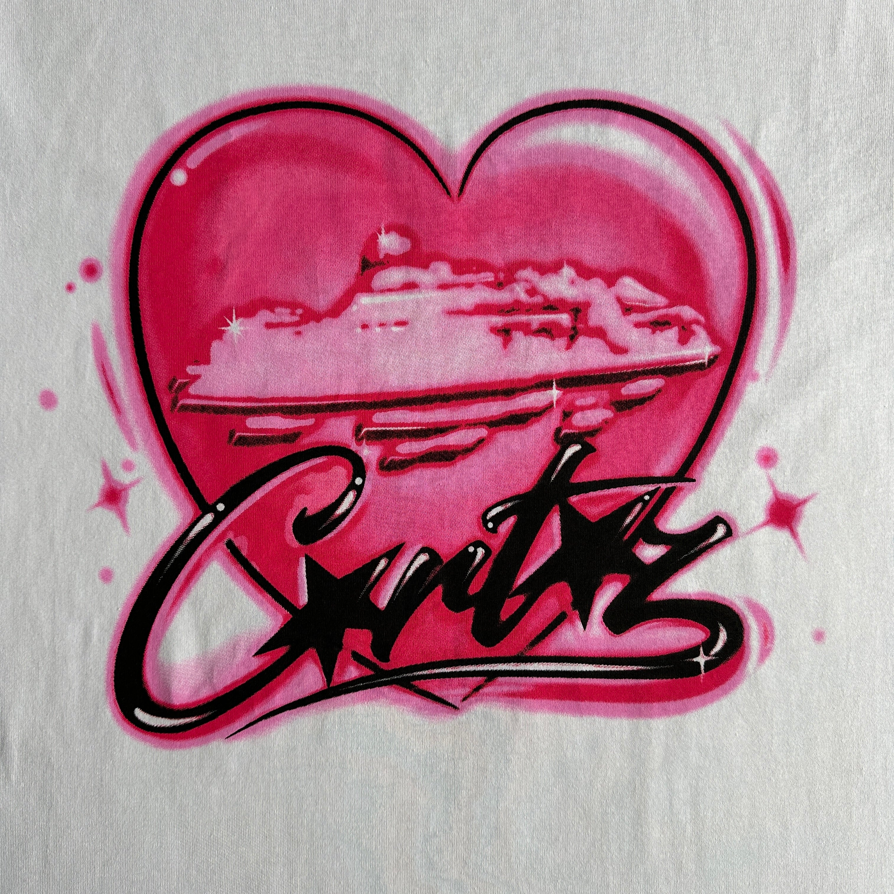 Corteiz Evil-J Pink Heart T-Shirt White