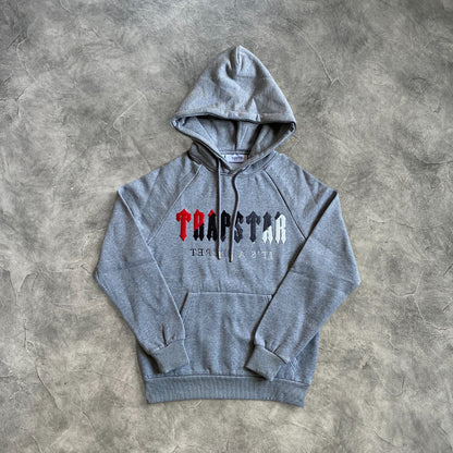 Trapstar Chenille Decoded Hooded Tracksuit Grey/Red