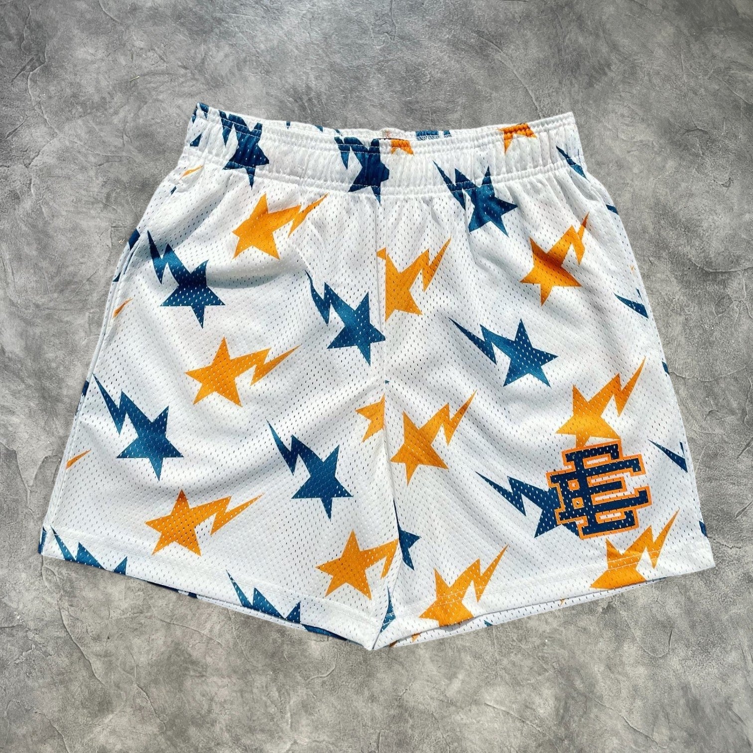 Eric Emanuel Bape Basic Shorts White/Orange/Blue