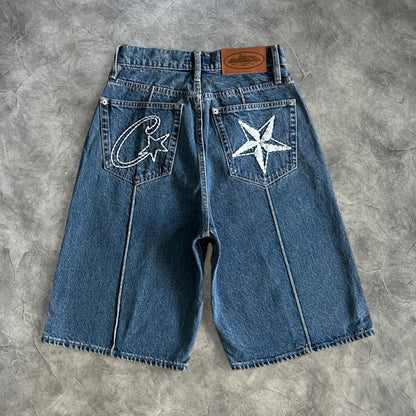 Corteiz C Star Denim Shorts Jeans Blue