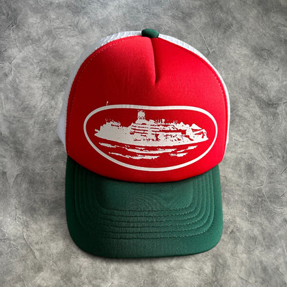 Corteiz Alcatraz Trucker Cap Red/White/Green