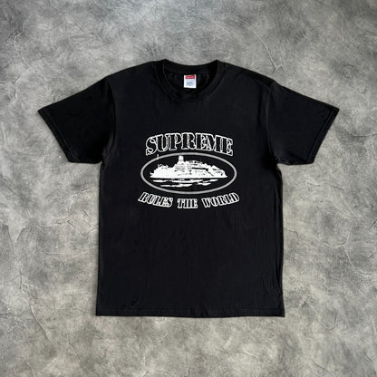 Corteiz Rules The World Supreme T-Shirt Black/White