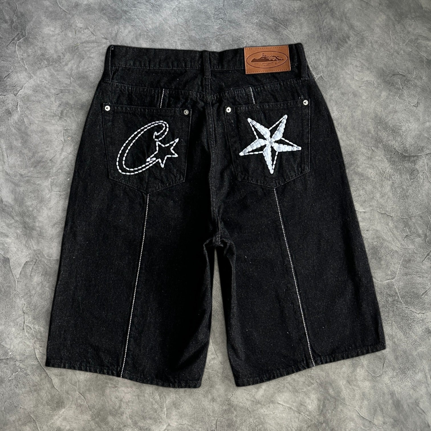 Corteiz C Star Denim Shorts Jeans Black