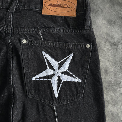 Corteiz C Star Denim Jeans Black