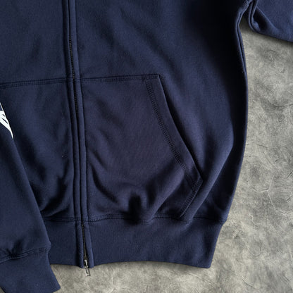 Corteiz Eagle Print Zip-Up Hoodie Navy Blue