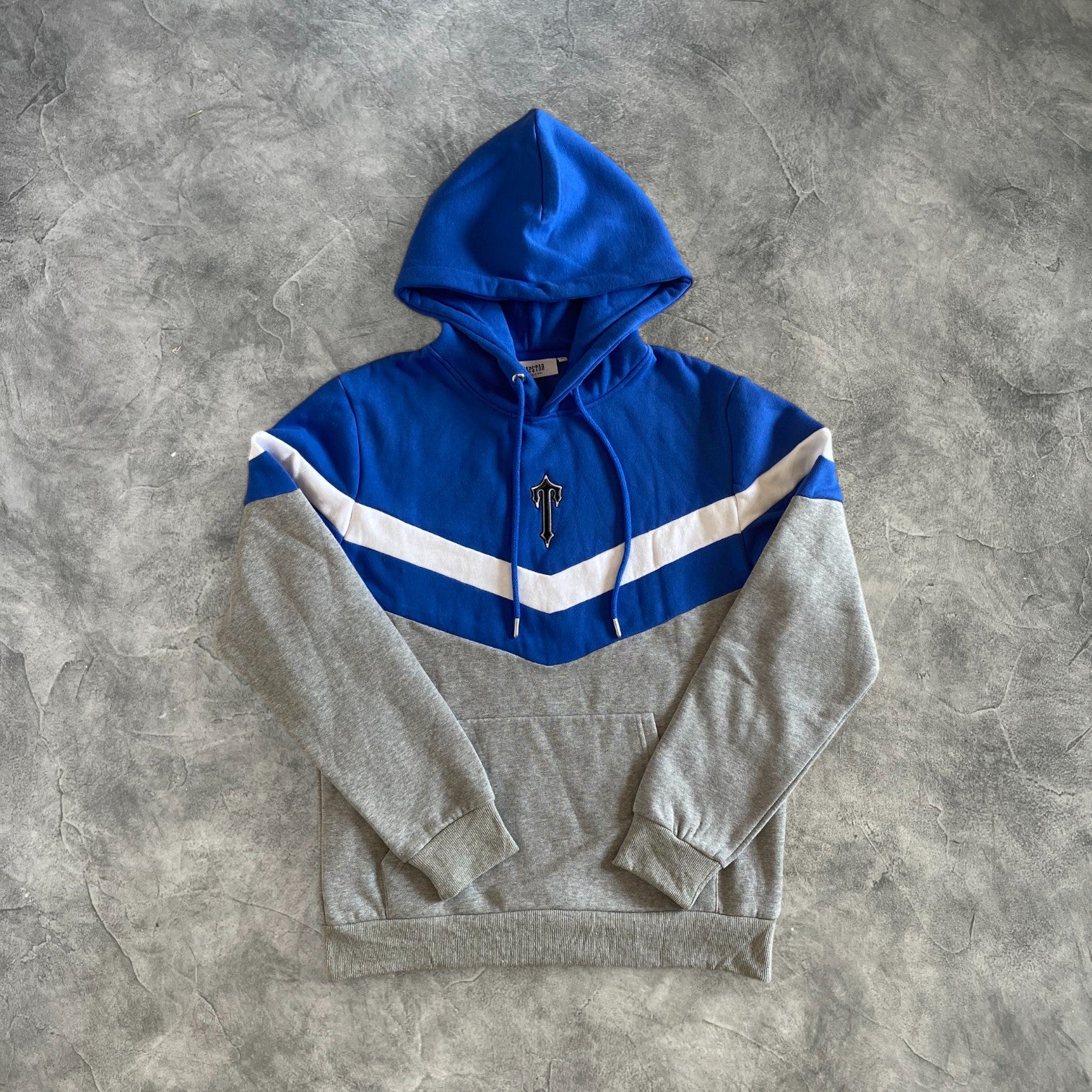 Trapstar V-Stripe Hooded Tracksuit Grey/Dark Blue