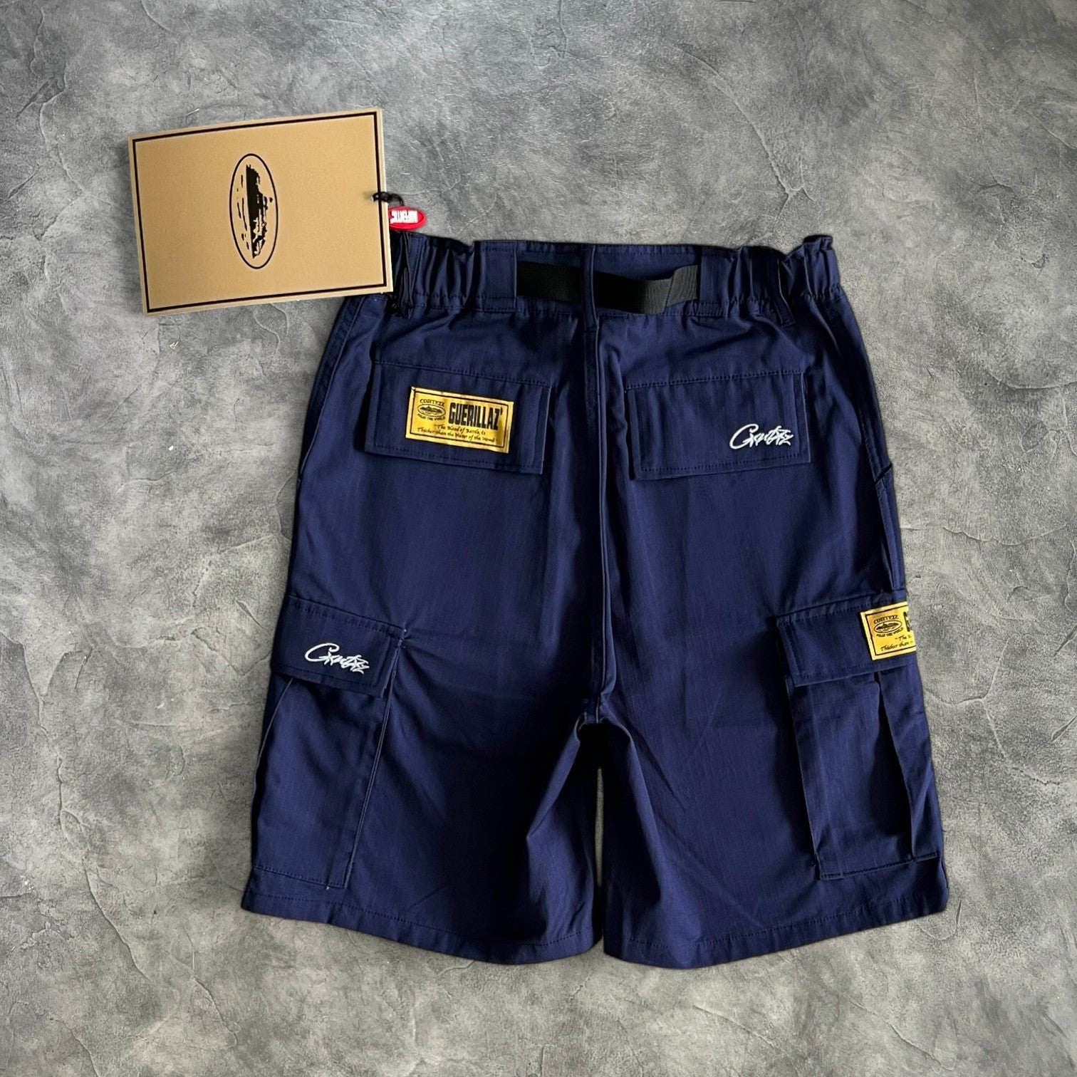 Corteiz Alcatraz Cargo Shorts Navy