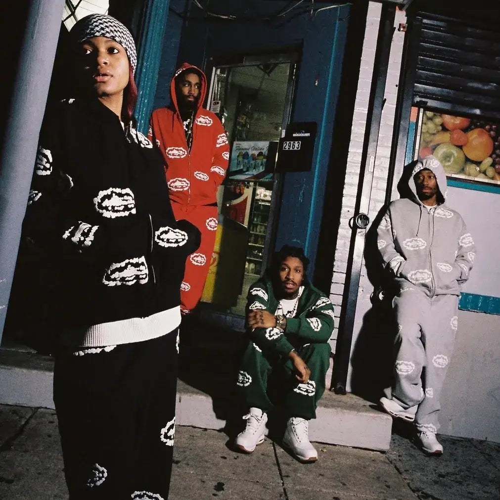 Corteiz Clouds Zip-Up Tracksuit Black