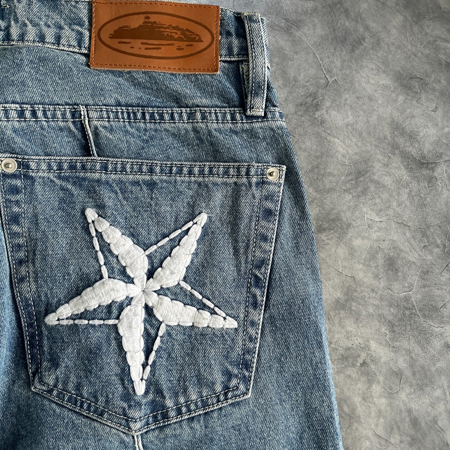 Corteiz C Star Denim Jeans Blue