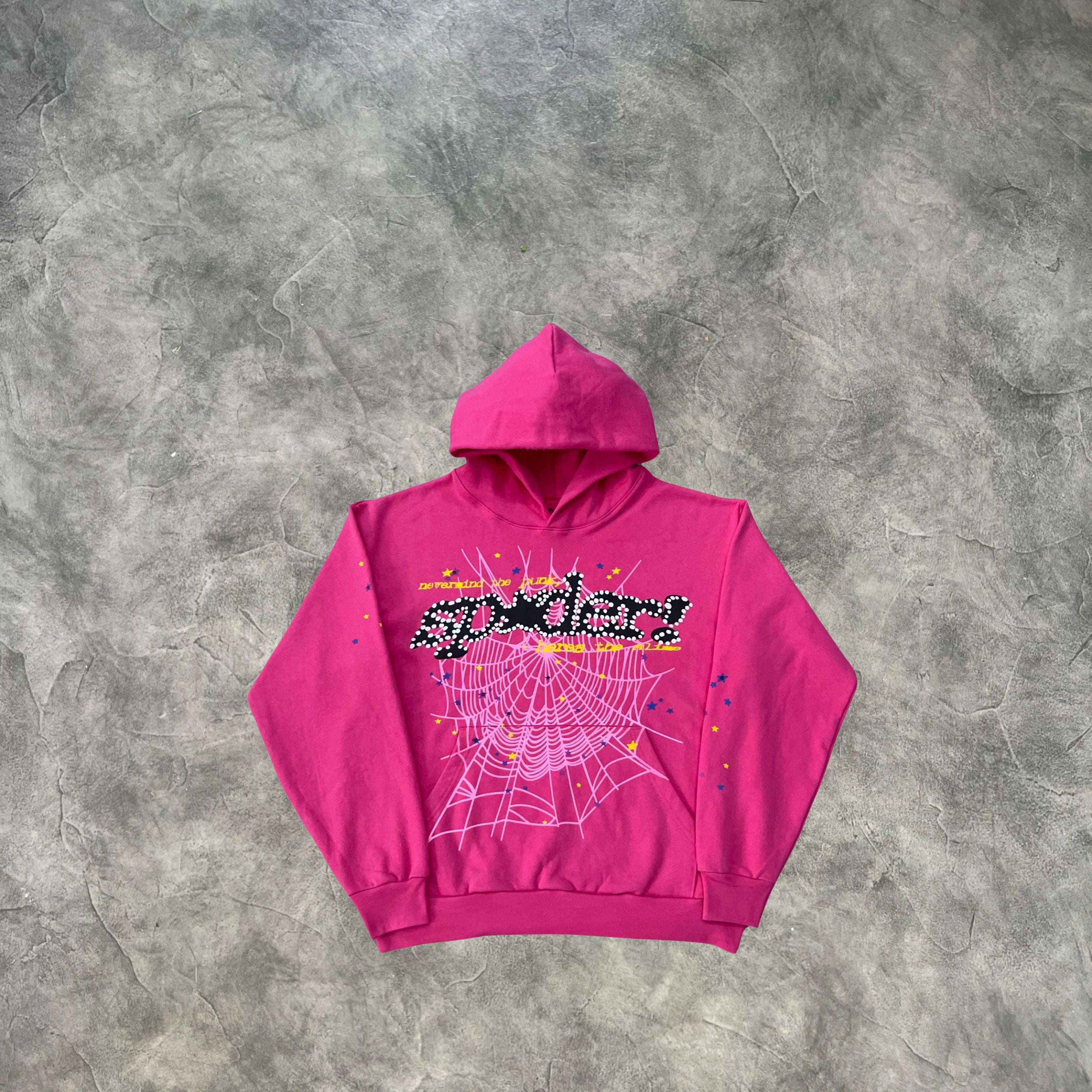 Sp5der V2 Web Hoodie Pink