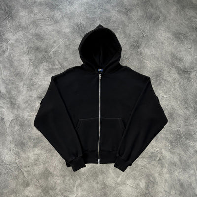 Corteiz Lundun Zip-Up Hoodie Triple Black