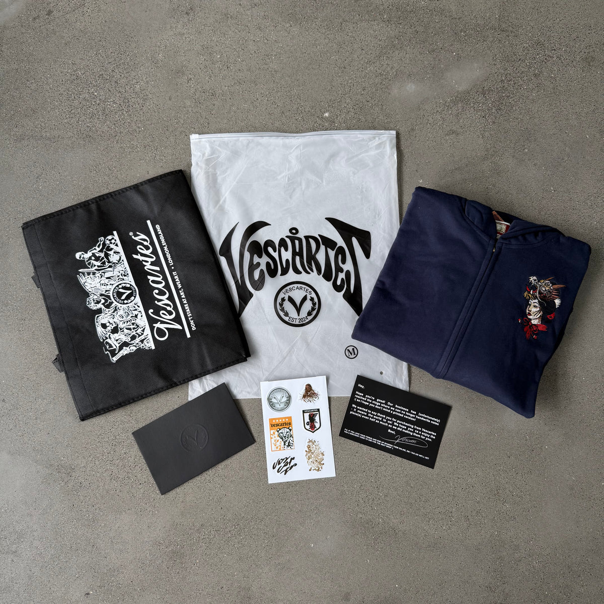 Vescartes Aether Souls Zip-Up Hoodie Navy Blue