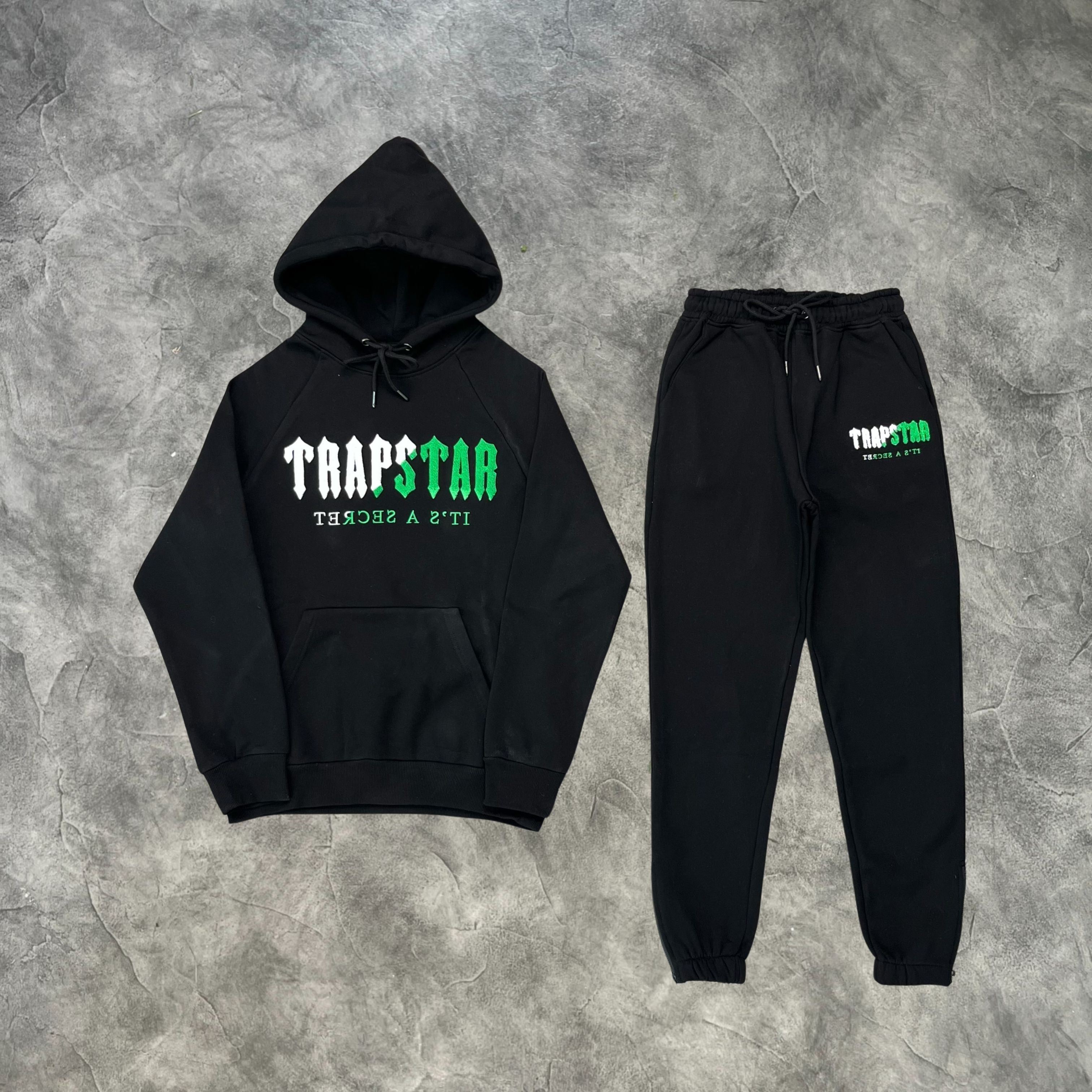 Trapstar Chenille 2.0 Decoded Hooded Tracksuit Black/White/Green