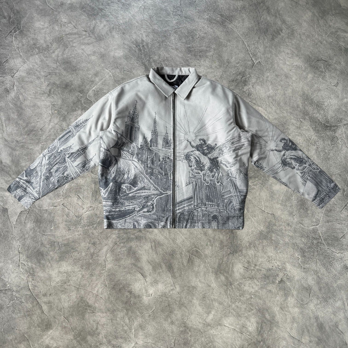 Vescartes Hercules Print Cotton Jacket Grey