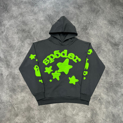 Sp5der Big Stars Hoodie Grey/Green